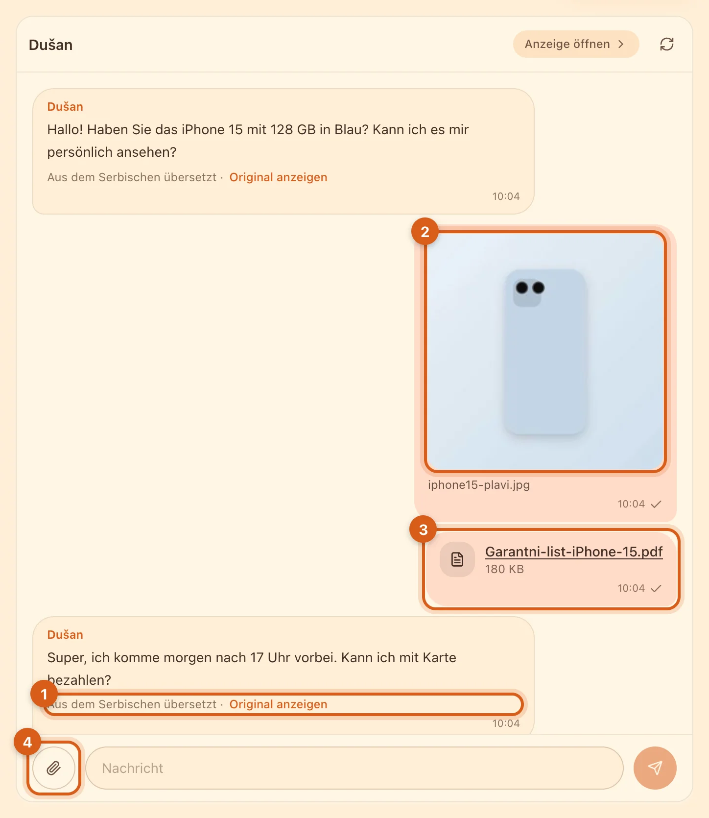 Chat mit einem Käufer