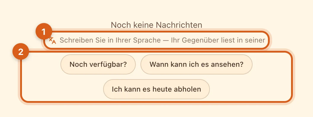 Leerer Chat mit Vorschlägen für die erste Nachricht