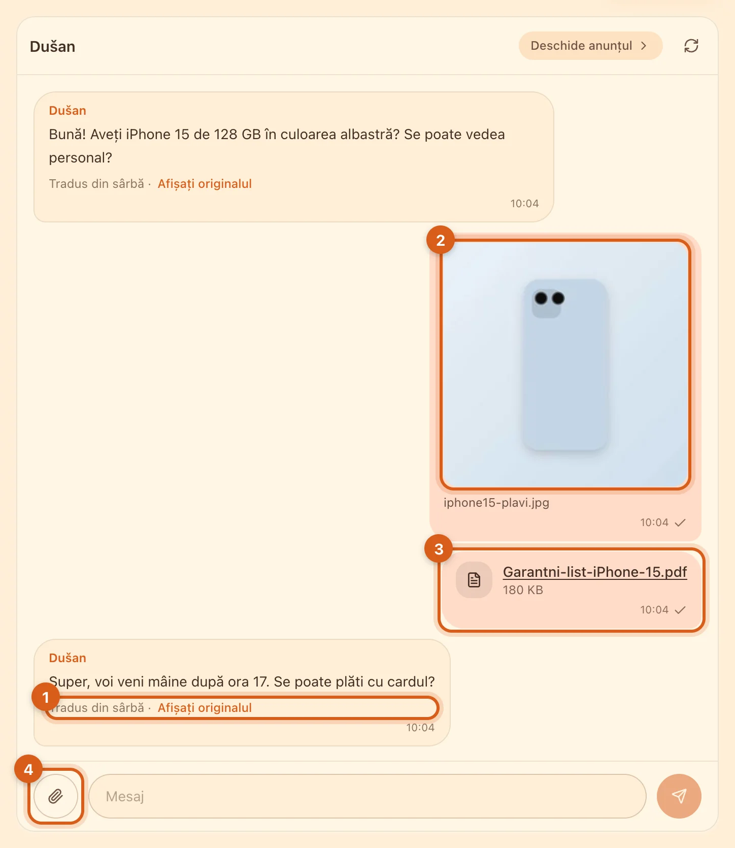 Conversație cu un cumpărător