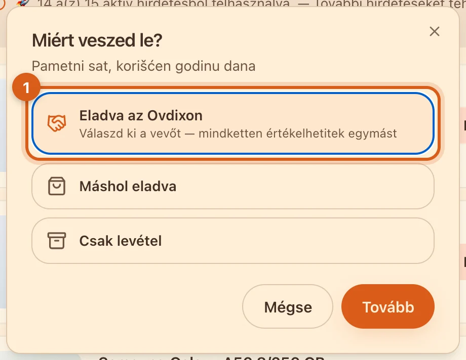„Eladva az Ovdixon” választása a közzététel megszüntetésekor