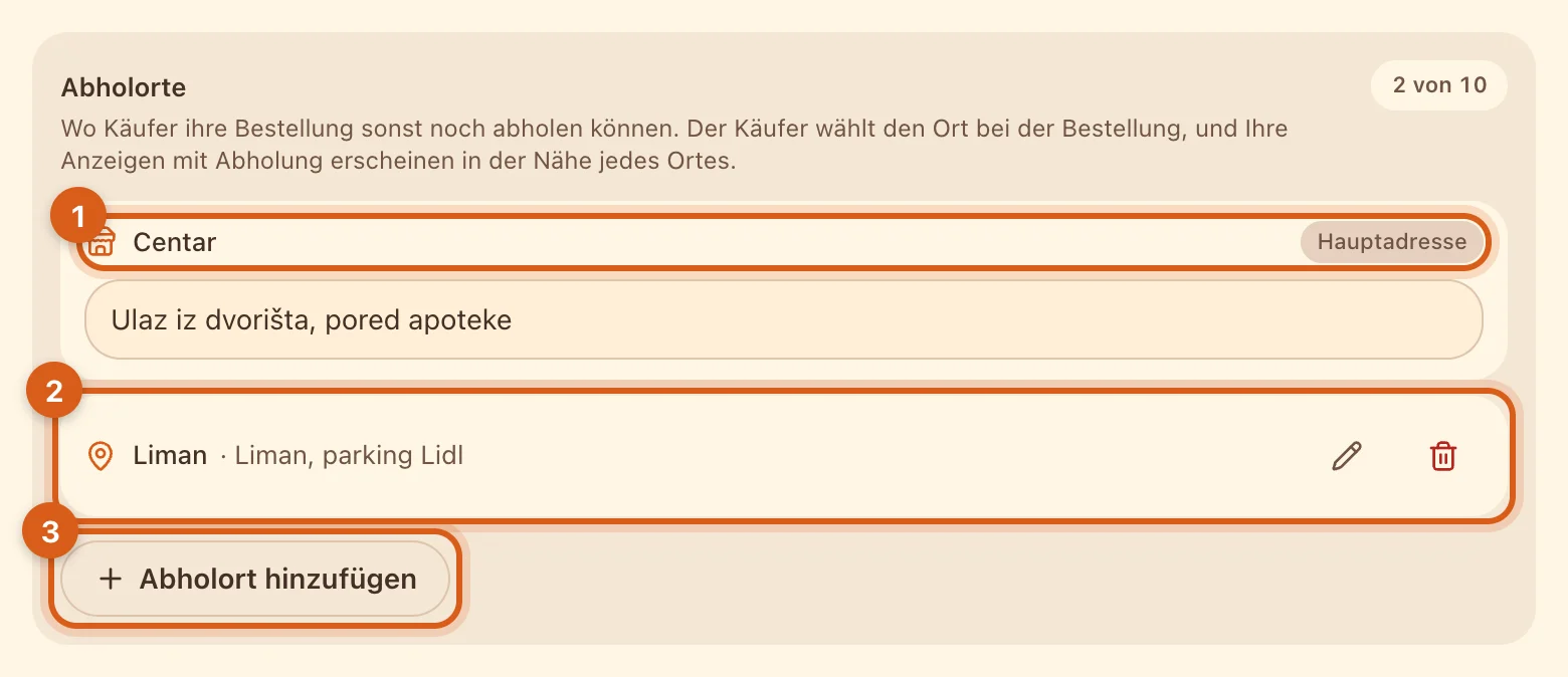 Block „Abholorte“