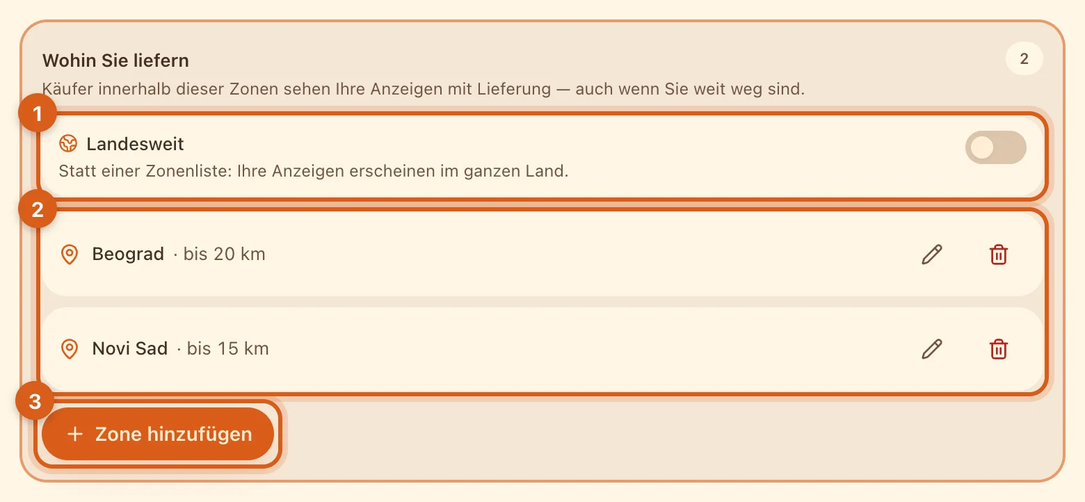 Block „Wohin Sie liefern“