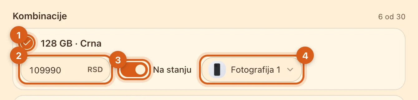 Kombinacija na spisku „Kombinacije“